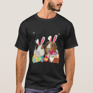 T-shirt Joyeux Pâques Trois Cochon De Guinée Portant Bun