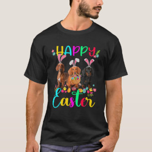 T-shirt Joyeux Pâques Trois Dachshund Portant Bunny Ear Gi