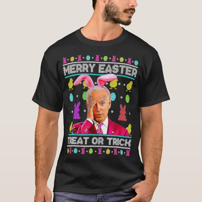 T-shirt Joyeux Pâques Trou Ou Traiter Mignonne Lapin Confu (Devant)
