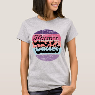 T-shirt Joyeux Pâques Vintage Pastel Circle Retro Sunset