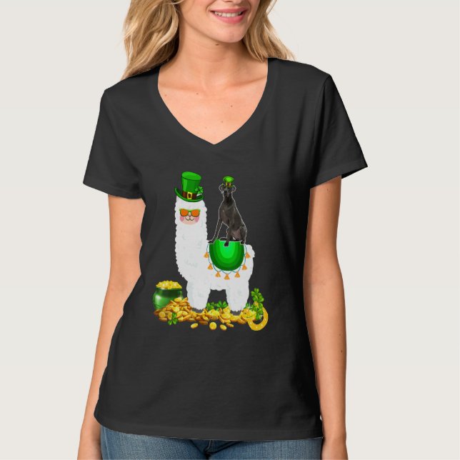 T-shirt Joyeux Patrick S Day Leprechaun Great Dane Riding  (Devant)
