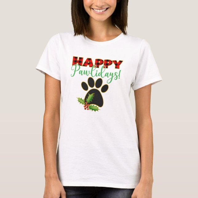 T-shirt Joyeux Pawlidays | Cadeau de Noël pour Amoureux de (Devant)