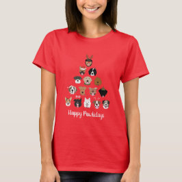 T-shirt Joyeux Pawlidays Chien arbre de Noël