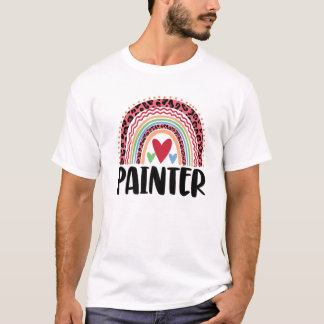 T-shirt Joyeux Peintre Rainbow Funny Hommes Leopard Rainbo