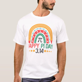 T-shirt Joyeux Pi Day 3.14 Boho Rainbow Math Enseignant
