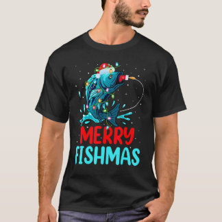 T-shirt Joyeux Poisson Noël Pêche Poisson Pêcheur Noël