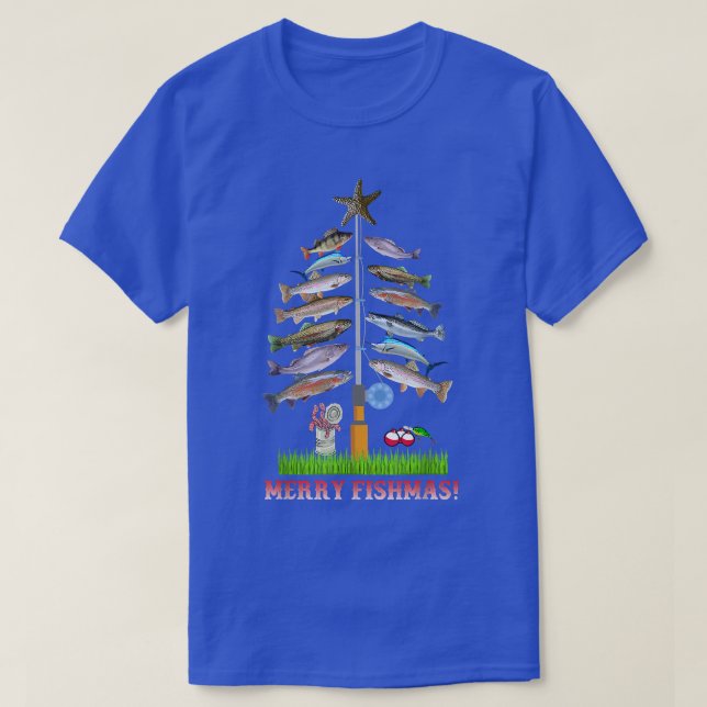 T-shirt Joyeux Poissons de Noël Lumières Poisson Fis Drôle (Design devant)