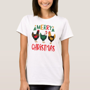 T-shirt Joyeux poulet de Noël, Drôle poulets de ferme