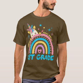 T-shirt Joyeux Premier Jour De 1Ème Année Unicorne Rainbow