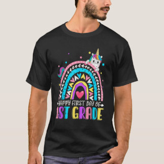 T-shirt Joyeux Premier Jour De 1Ème Année Unicorne Retour