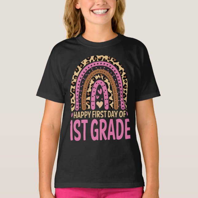 T-shirt Joyeux Premier Jour De 1Ere Classe Rainbow Leopard (Devant)
