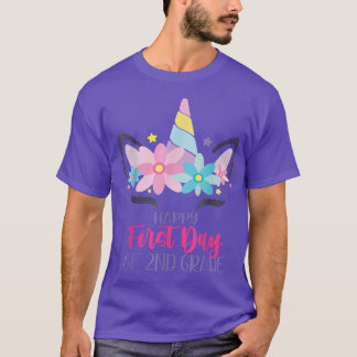 T-shirt Joyeux Premier Jour De 2E Année Cute Unicorn Retou