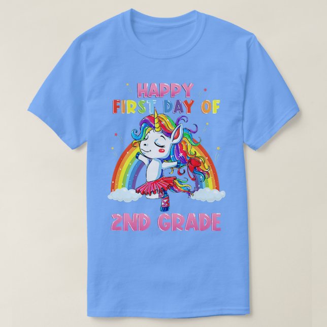 T-shirt Joyeux Premier Jour De 2E Année Enseignant & Enfan (Design devant)