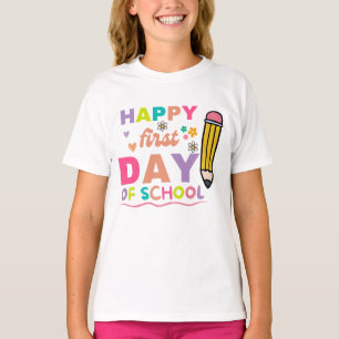 T-shirt Joyeux premier jour de chemise scolaire, enseignan