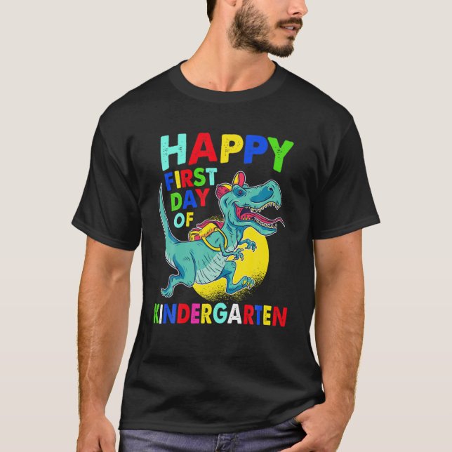 T-shirt Joyeux Premier Jour De La Maternelle Rex Retour À  (Devant)