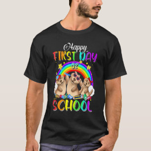 T-shirt Joyeux Premier Jour De L'École Cute Otter Rainbow 