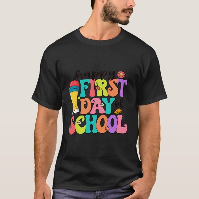 T-shirt Joyeux Premier Jour De L'École Drôle Bienvenue À S (Devant)