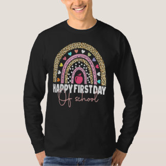 T-shirt Joyeux Premier Jour De L'École Leopard Rainbow Ret