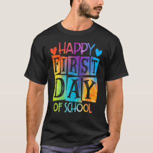T-shirt Joyeux Premier Jour De L'École Tie Dye Bonjour Ret