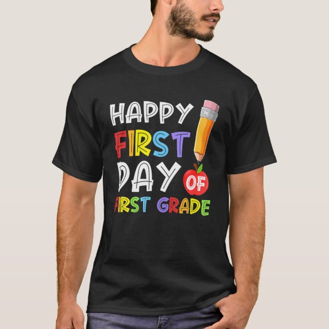T-shirt Joyeux Premier Jour De Première Année Pomme De Cra (Devant)