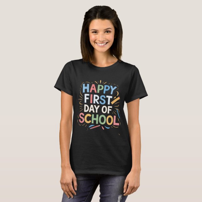 T-shirt Joyeux premier jour d'école Retour à l'école (Devant entier)