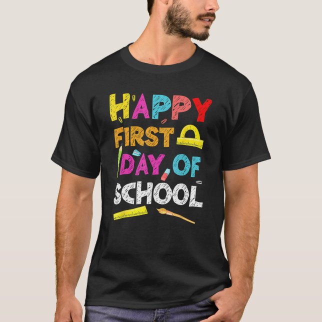 T-shirt Joyeux Premier Jour D'École Retour À L'École (Devant)