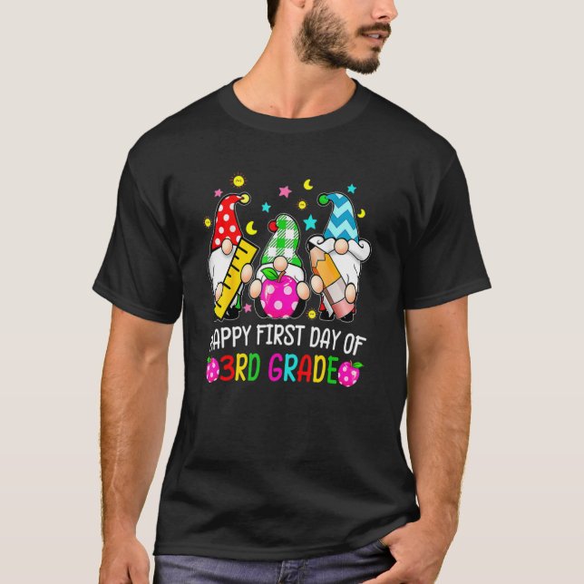 T-shirt Joyeux Premier Jour D'Enseignants De 3E Année Gnom (Devant)