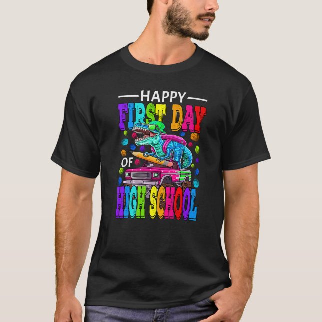 T-shirt Joyeux Premier Jour Du Lycée Monster Truck Dinos (Devant)