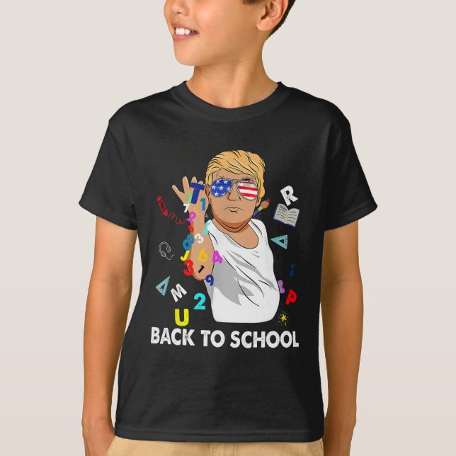 T-shirt Joyeux Premier Jour Enseignant Trump Ck À L'École (Devant)