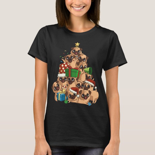 T-shirt Joyeux Pugmas Carlin de Noël Carlin (Devant)