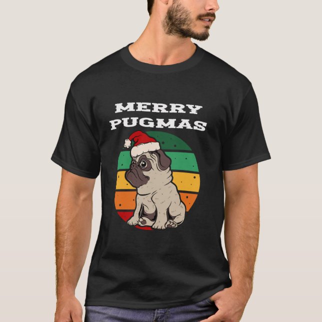 T-shirt Joyeux Pugmas drôle Carlin Noël Chien de Noël Carl (Devant)