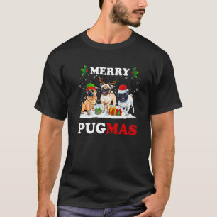 T-shirt Joyeux Pugmas Santa Elfe Renne Pug Chiens Arbre de