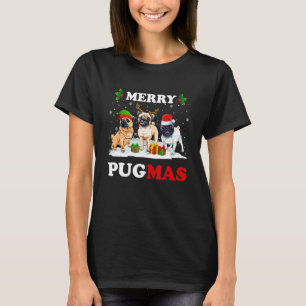 T-shirt Joyeux Pugmas Santa Elfe Renne Pug Chiens Arbre de