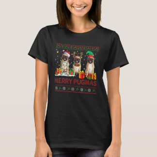T-shirt Joyeux Pugmas Trois X Mas Santa Renne Elf Pug Fais