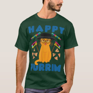 T-shirt Joyeux Purim Juif Vacances Chat Hamantash Femmes H