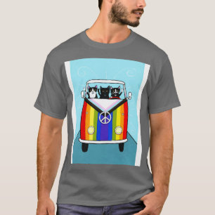 T-shirt Joyeux Rainbow Road Trip Cats