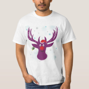 T-shirt Joyeux Reindeer Holidays Value T-Shirt, Blanc