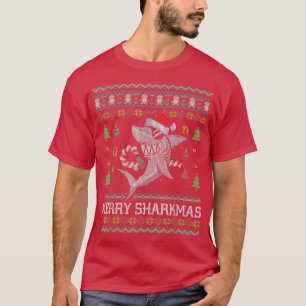 T-shirt Joyeux requins Sharkmas Chandail de Noël LAIT 