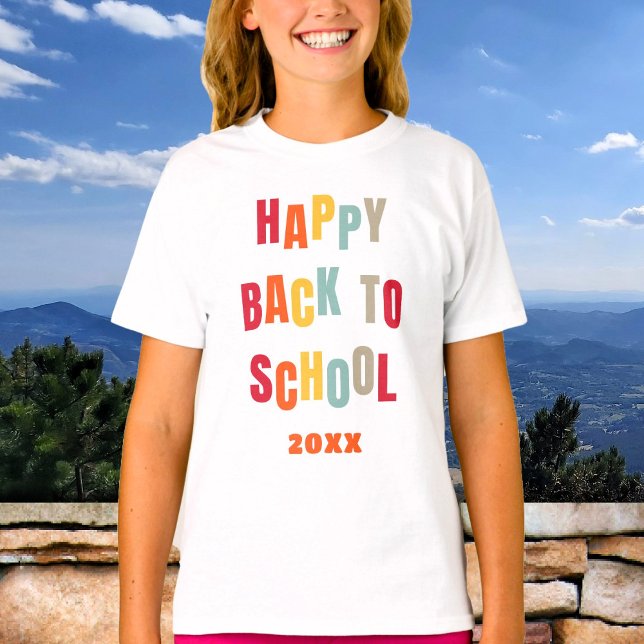 T-shirt Joyeux Retour À L'École Texte Personnalisé Coloré (Créateur téléchargé)