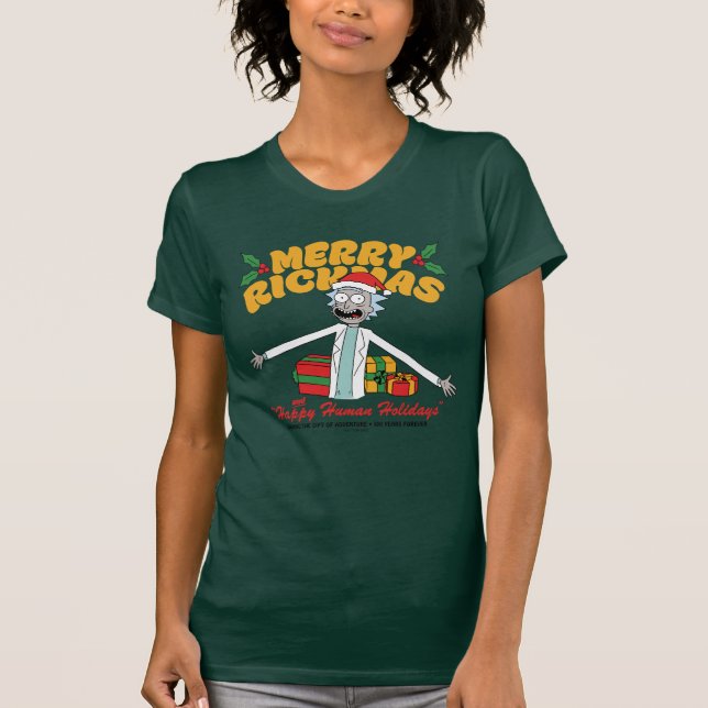 T-shirt Joyeux Rickmas et Joyeuses Fêtes Humaines (Devant)