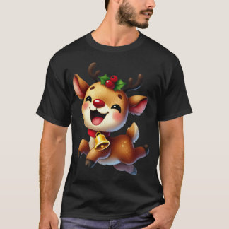 T-shirt Joyeux Rindeer Avec Jingle Bell Art