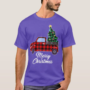 T-shirt Joyeux sapin de Noël Buffalo Chariot rouge plaqué