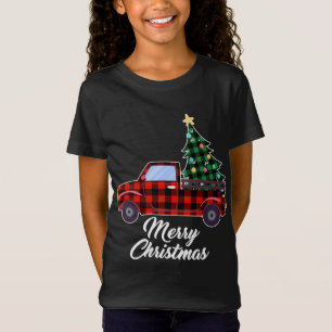 T-Shirt Joyeux sapin de Noël Buffalo Chariot rouge plaqué