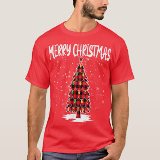 T-shirt Joyeux sapin de Noël Buffalo rouge plaqué pyjama d