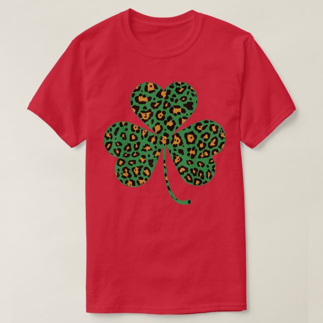 T-shirt Joyeux Shamrock irlandais Leopard Funny St (Design devant)