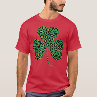 T-shirt Joyeux Shamrock irlandais Leopard Funny St