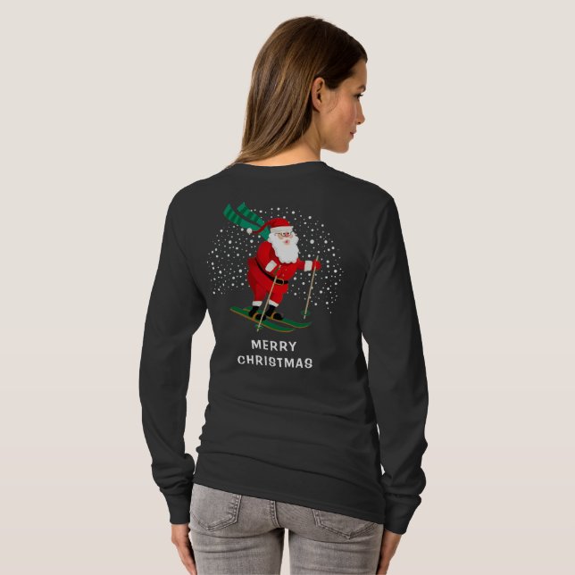 T-shirt Joyeux Ski de Noël Père Noël Hiver Personnalisé (Dos entier)