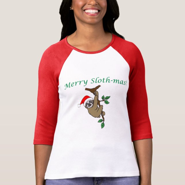 T-shirt Joyeux Slothmas 3/4 pièce en t de raglan de (Devant)