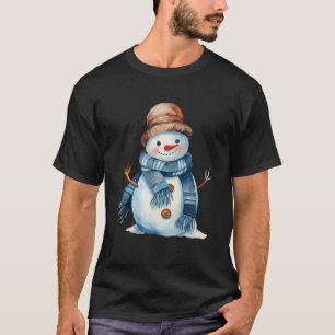 T-shirt Joyeux Snowman sourire avec Carrot Nez Écarf hiver