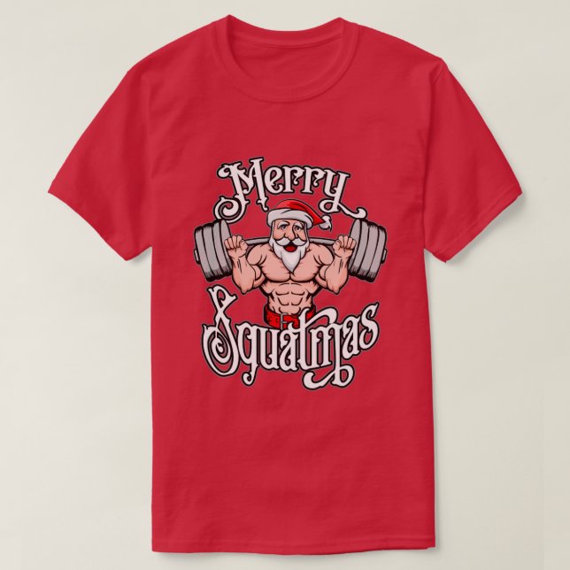 T-shirt Joyeux Squatmas Père Noël Funny Gym Lifting entraî (Design devant)